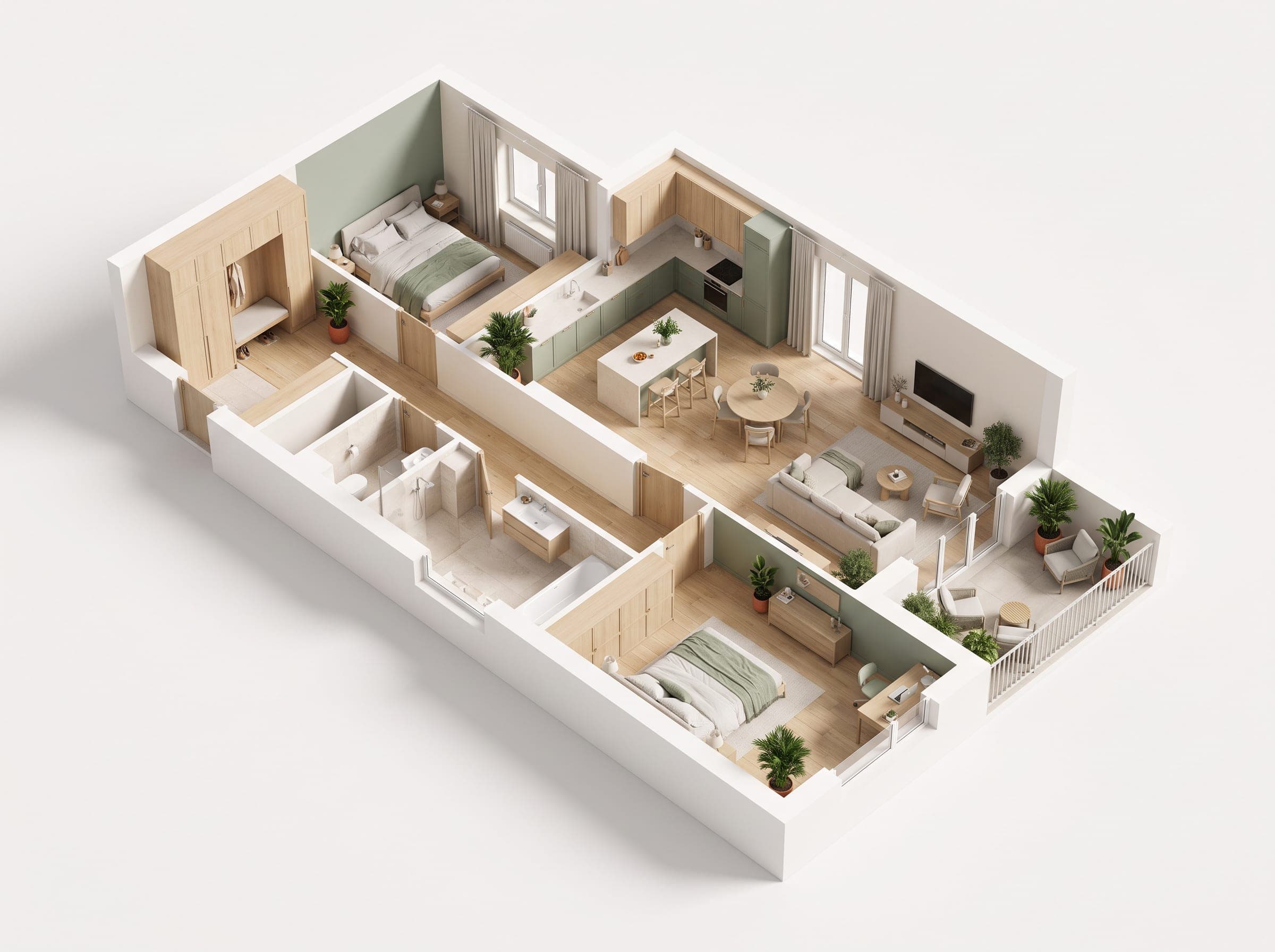 Interactive 3D floor plan of apartment A7